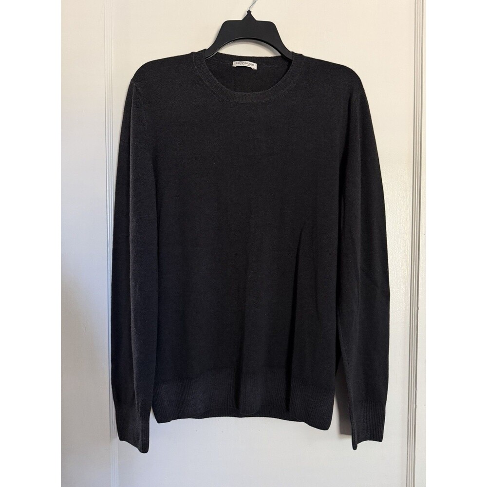 Gran Sasso Men's Black Crew Neck Knit Sweater Medium Made In Italy EUC